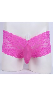 Men's Boxer's Lace Underwear With Spandex Penis Pouch.