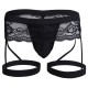 Black G-String wit Lace Trim, Spandex Front and Garter's.