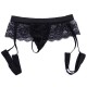 Black G-String wit Lace Trim, Spandex Front and Garter's.