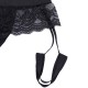 Black G-String wit Lace Trim, Spandex Front and Garter's.