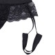 Black G-String wit Lace Trim, Spandex Front and Garter's.