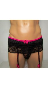 Candy Cherries Lace and Satin Thong With Lace Garter Cover and Garter Clip's.