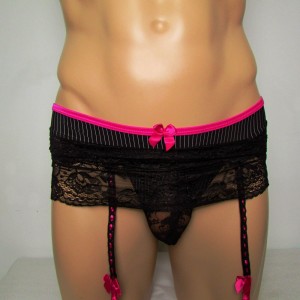 Candy Cherries Lace and Satin Thong With Lace Garter Cover and Garter Clip's.