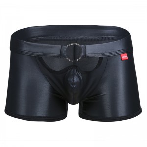 Black Stretch Men's Boxer's With Front O Ring and Pouch.