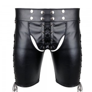 Men's Pleather Chap's With Lace Up Penis Pouch in A Range Of Size's.