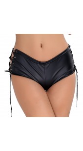 Black Women's Patent Leather Lace Up Shorts in Two Size's. 