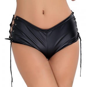 Black Women's Patent Leather Lace Up Shorts in Two Size's. 