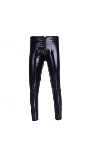  Black Men's Patent Leather Pant's With Front Zipper in A Range Of Size's.