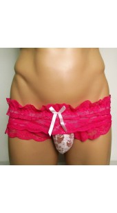 Candy Cherries Twin Lace Brief's with Front Penis Pouch.