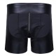 Faux Leather Front Zippered Open Back Short Pants. 