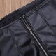 Faux Leather Front Zippered Open Back Short Pants. 