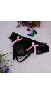 Black Lace and Mesh G-String With Pink Satin Bow's in A Range of Size's.