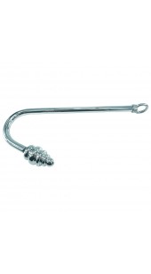 Ribbed Ball Steel Anal Hook With Ring End.