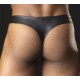 Black Pleather Thong With Front O Ring Detail in Three Sizes.