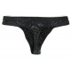 Black Pleather Thong With Front O Ring Detail in Three Sizes.