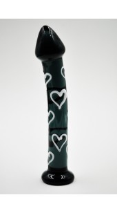 Black Heart Throb Glass Dildo