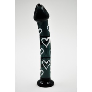 Black Heart Throb Glass Dildo