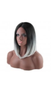 Similler Short Black/Blond Wig (16 Inch) With Two Free Wig Caps.