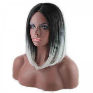 Similler Short Black/Blond Wig (16 Inch) With Two Free Wig Caps.