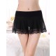 Black Shorts With Black Lace and Sheer Mesh Cover Skirt.