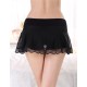 Black Shorts With Black Lace and Sheer Mesh Cover Skirt.
