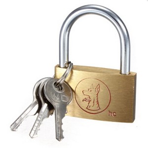 Brass Lock With Spare Keys in A Range Of Sizes.
