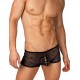Black Mesh Boxers With Lace Up Front.