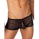 Black Mesh Boxers With Lace Up Front.