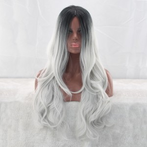Similler Long Blond/Black Wig (26 Inch) With Two Free Wig Caps.