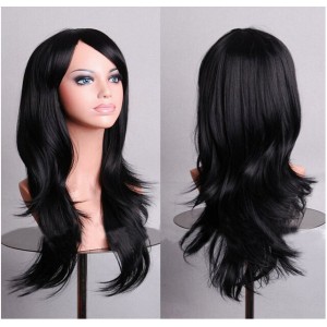 Similler Long Jet Black Wig (28 Inch) With Two Free Wig Caps.