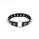 Black Leather Bondage Choker Collar O Ring and Spikes.