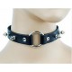 Black Leather Bondage Choker Collar O Ring and Spikes.