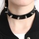 Black Leather Bondage Choker Collar With Spikes.