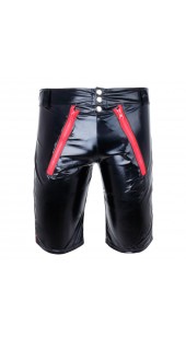 Patent Leather Long Shorts With Twin Zip Front in a Range of Sizes. 