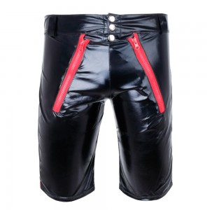 Patent Leather Long Shorts With Twin Zip Front in a Range of Sizes. 