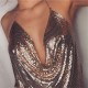Gorgeous Gold Rhinestone Chainmail Bralette Cropped Tank Top.