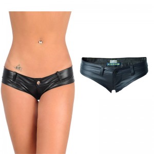 Black Low Waist Sexy Skinny Pu Shorts in a Range of Sizes.