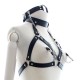 PU Leather O Ring Gag With Nipple clamps and Harness Bra.