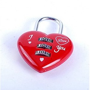 Red Heart Three Digit Combination Pad Lock.