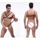 Male Body Spandex Stretch Harness With Steel Cock Ring.