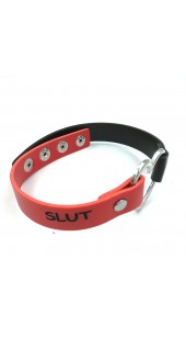 Heart Red and Black Slut Collar.