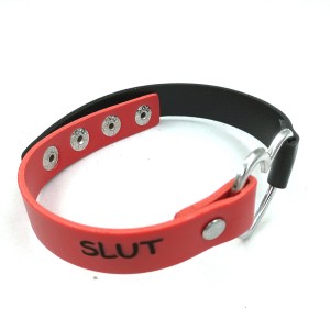 Heart Red and Black SLUT Collar.