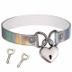 Holographic Locking Heart Choker Collar in a Range of Colours.