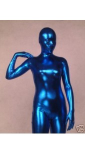 Metallic Blue Zentai Full Bodysuit With Hood Option