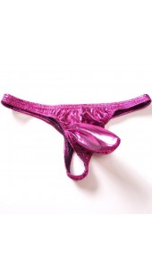 Shiny Spandex Front Pouch Thong in Medium and Large..