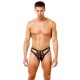 Black Pleather Thong With Stud and Cain Detail.