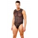 Two Pc Black Mesh and Spandex Body Suit With Stud Detail.