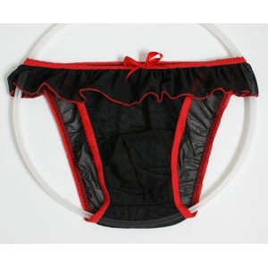 Black Mesh Briefs With Extra Mesh Trim.