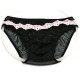 Black Mesh Briefs With Pink Lace Trim.