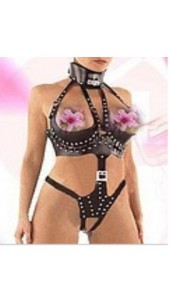 Three Pc Leather Women's Body Suit.